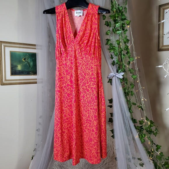 Leota Women's Sleeveless Stretch Midi Dress NWT Floral Pinks Size XS $149 - Picture 1 of 5
